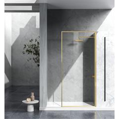 Fixed framed shower door 35 x 76 Brushed Gold