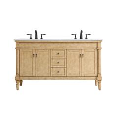 60 inch Double Bathroom Vanity in Antique Beige