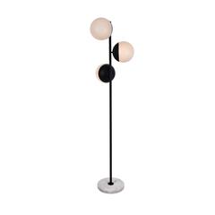 Eclipse 3 Lights Black Floor Lamp With Frosted White Glass