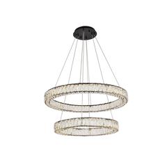 Monroe 32 inch LED double ring chandelier in black