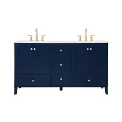 60 inch Double Bathroom Vanity in Blue