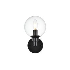 Jaelynn 1 light Black and Clear Bath Sconce