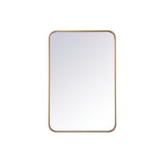 Soft corner metal rectangular mirror 20x30 inch in  Brass