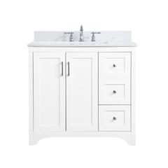 36 inch Single Bathroom Vanity in White with Backsplash