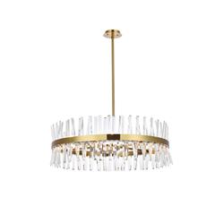 Serephina 36 inch crystal round chandelier light in satin gold