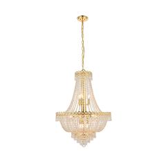 Century 12 light Gold Chandelier Clear Royal Cut Crystal