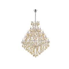 Maria Theresa 49 light Chrome Chandelier Golden Teak (Smoky) Royal Cut Crystal