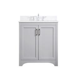 30 inch Single Bathroom Vanity in Grey with Backsplash