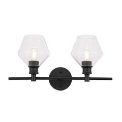 Gene 2 light Black and Clear glass Wall sconce