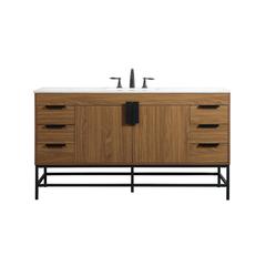 60 inch Single bathroom vanity in walnut brown