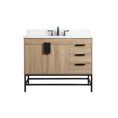 42 inch Single bathroom vanity in mango wood with backsplash