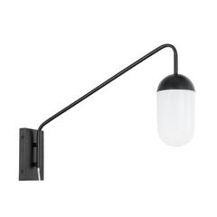 Kace 1 light Black and frosted white glass wall sconce