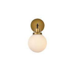 Hanson 1 light bath sconce in black with brass with frosted shade