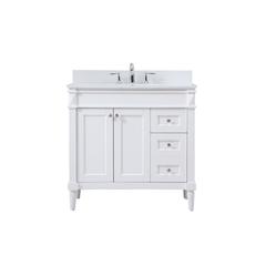 36 inch Single bathroom vanity in white with backsplash