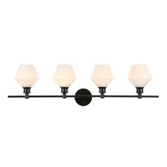 Gene 4 light Black and Frosted white glass Wall sconce