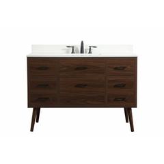 48 inch Single bathroom vanity in walnut with backsplash