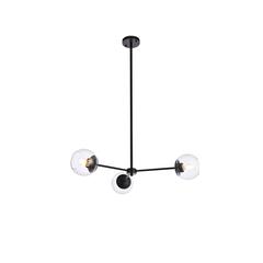 Briggs 32 inch pendant in black with clear shade