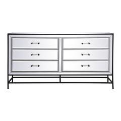 60 inch mirrored 6 drawers chest in black