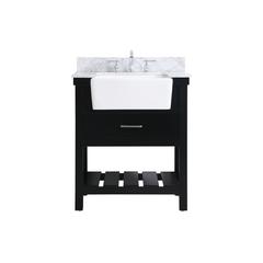 30 inch Single bathroom vanity in black with backsplash