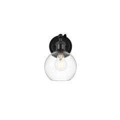 Kai 1 light Black and Clear Bath Sconce