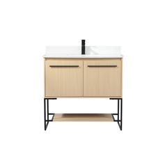 36 inch Single bathroom vanity in maple with backsplash
