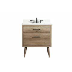 30 inch Single bathroom vanity in natural oak with backsplash