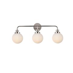 Hanson 3 lights bath sconce in polished nickel with frosted shade