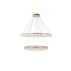 Monroe Integrated LED light Gold Chandelier Clear Royal Cut Crystal
