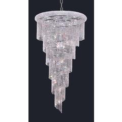 Spiral 22 light Chrome Chandelier Clear Royal Cut Crystal