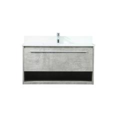 36 inch Single bathroom vanity in concrete grey with backsplash
