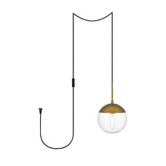 Eclipse 1 Light Brass plug in pendant With Clear Glass