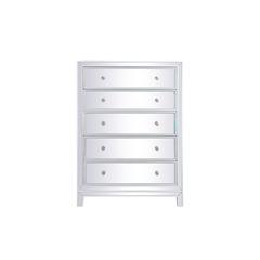 34 inch mirrored five drawer cabinet in white