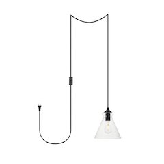 Destry 1 Light Black Plug-In Pendant With Clear Glass