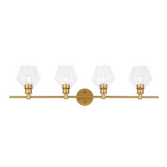 Gene 4 light Brass and Clear glass Wall sconce