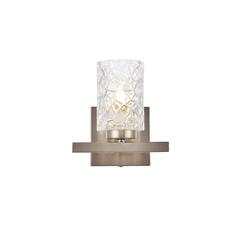 Cassie 1 light bath sconce in satin nickel with clear shade