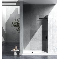 Fixed frameless shower door 35 x 78 Matte Black