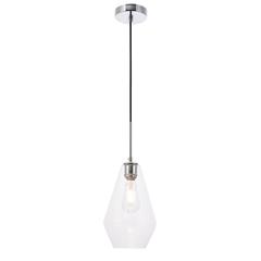 Gene 1 light Chrome and Clear glass pendant
