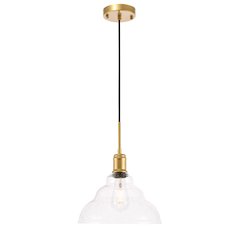 Gil 1 Light Brass And Clear Seeded Glass Pendant