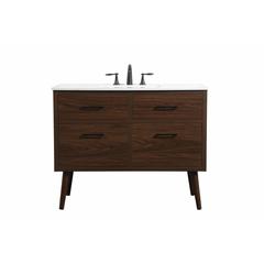42 inch Single bathroom vanity in walnut