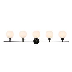 Collier 5 light Black and Frosted white glass Wall sconce