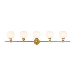 Collier 5 light Brass and Frosted white glass Wall sconce