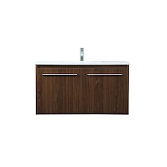 36 Inch Single Bathroom Vanity In Walnut