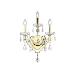 St. Francis 3 light Gold Wall Sconce Clear Royal Cut Crystal