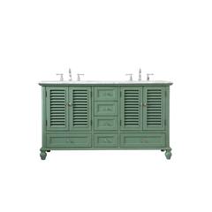 60 inch Double Bathroom Vanity in Vintage Mint