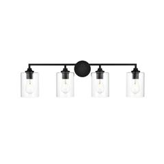 Mayson 4 light Black and Clear Bath Sconce