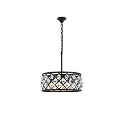 Madison 5 light Matte Black Pendant Clear Royal Cut Crystal