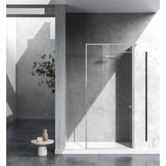 Fixed framed shower door 35 x 76 Brushed Nickel