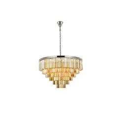 Sydney 33 light polished nickel Chandelier Golden Teak (Smoky) Royal Cut Crystal
