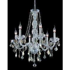 Verona 6 light Chrome Chandelier Golden Teak (Smoky) Royal Cut Crystal