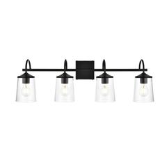 Avani 4 light Black and Clear Bath Sconce